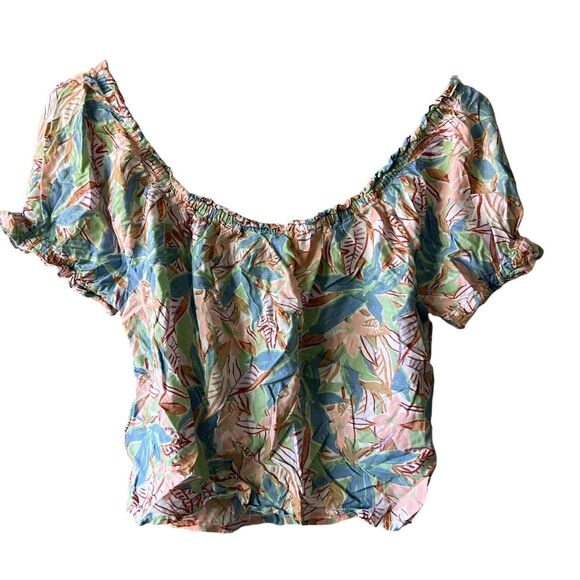 Roxy  Shallow Love Crop Top Blouse Womens Sz. Medium Tropical Resortwear Beach - Picture 6 of 12